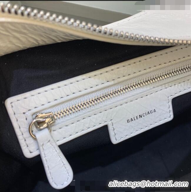 Top Grade Balenciaga Neo Cagole XS Lambskin Top Handle Bag with Crystal BA1570 White 2022