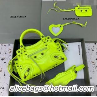 Trendy Design Balenciaga Neo Cagole XS Lambskin Top Handle Bag Neon BA1570 Green/Aged Silver 2022