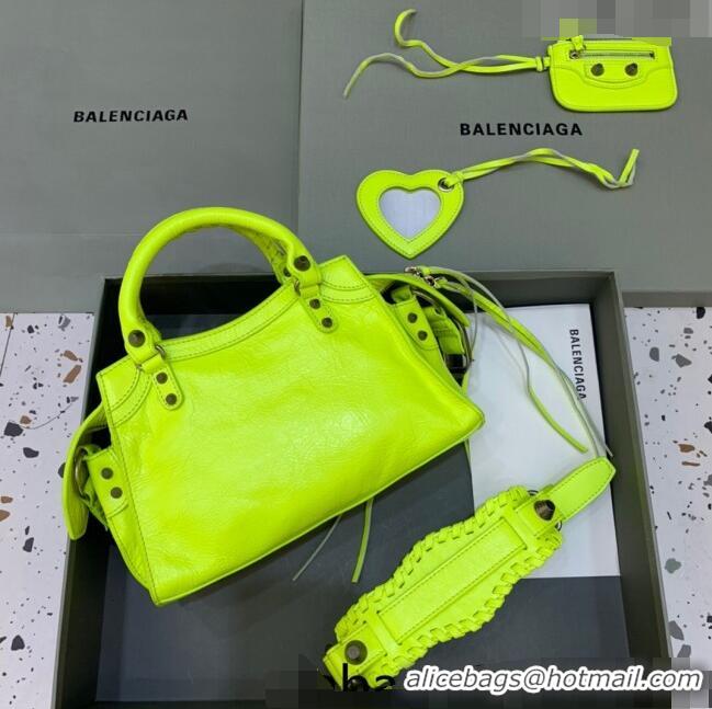 Trendy Design Balenciaga Neo Cagole XS Lambskin Top Handle Bag Neon BA1570 Green/Aged Silver 2022