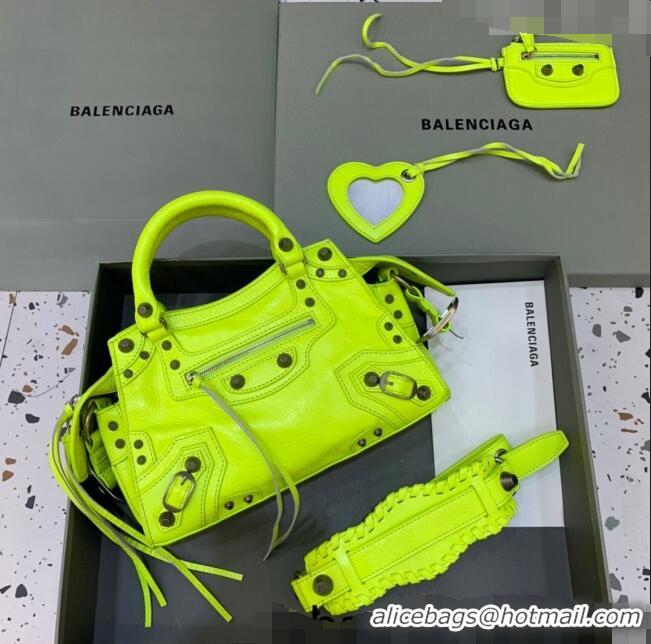 Trendy Design Balenciaga Neo Cagole XS Lambskin Top Handle Bag Neon BA1570 Green/Aged Silver 2022