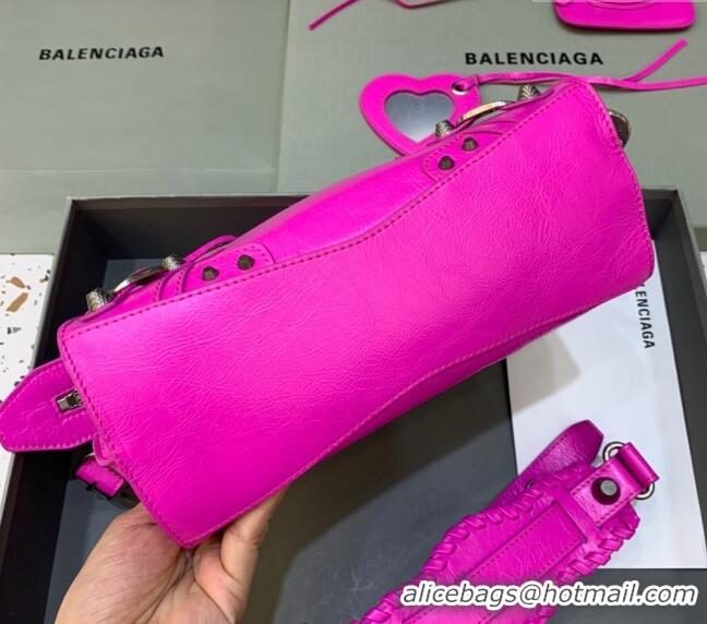 Shop Grade Balenciaga Neo Cagole XS Lambskin Top Handle Bag Neon BA1570 Pink/Aged Silver 2022