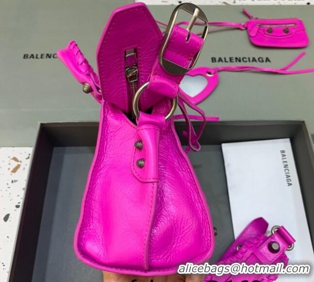 Shop Grade Balenciaga Neo Cagole XS Lambskin Top Handle Bag Neon BA1570 Pink/Aged Silver 2022