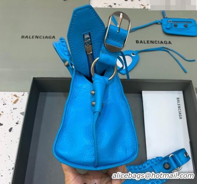 Good Product Balenciaga Neo Cagole XS Lambskin Top Handle Bag Neon BA1570 Blue/Aged Silver 2022