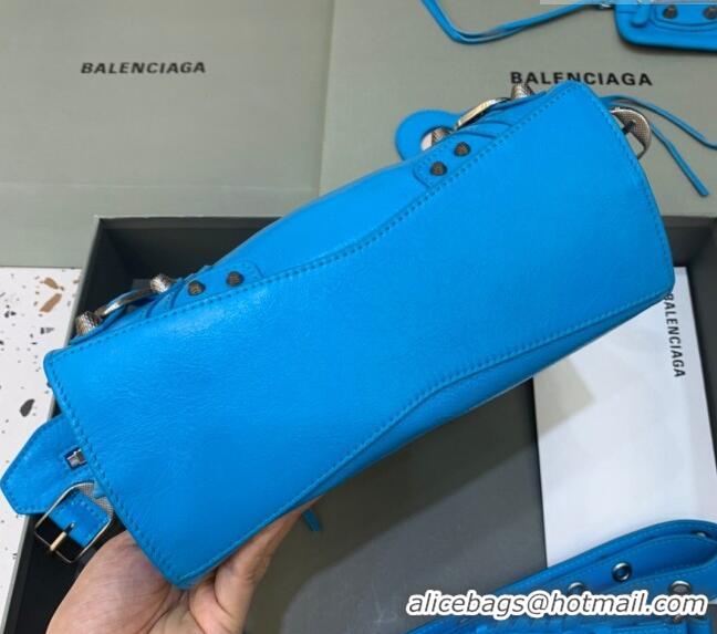 Good Product Balenciaga Neo Cagole XS Lambskin Top Handle Bag Neon BA1570 Blue/Aged Silver 2022