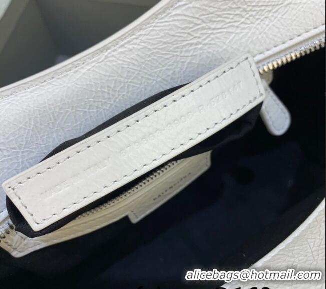 Famous Brand Balenciaga Neo Cagole XS Lambskin Top Handle Bag BA1570 White/Aged Silver 2022