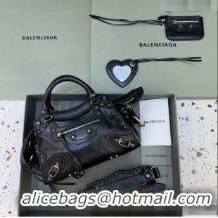 Well Crafted Balenciaga Neo Cagole XS Lambskin Top Handle Bag BA1570 Black/Aged Silver 2022