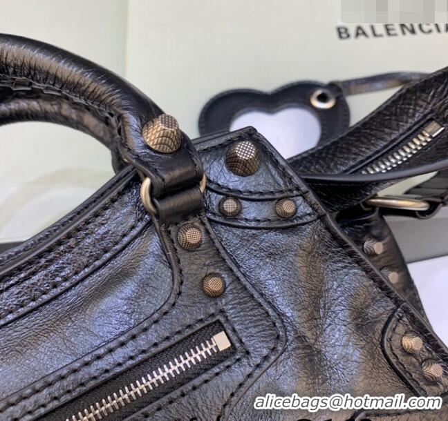 Well Crafted Balenciaga Neo Cagole XS Lambskin Top Handle Bag BA1570 Black/Aged Silver 2022