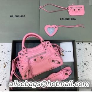 Pretty Style Balenciaga Neo Cagole XS Lambskin Top Handle Bag BA1570 Light Pink/Aged Silver 2022