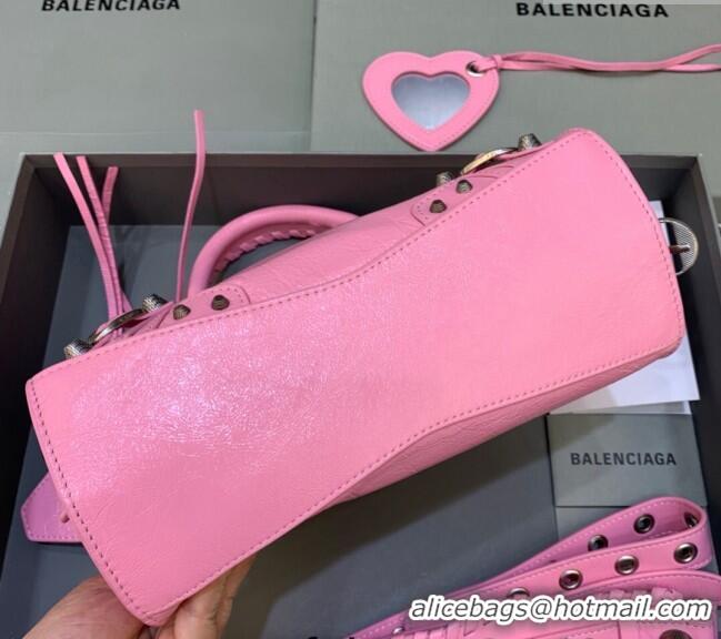 Pretty Style Balenciaga Neo Cagole XS Lambskin Top Handle Bag BA1570 Light Pink/Aged Silver 2022