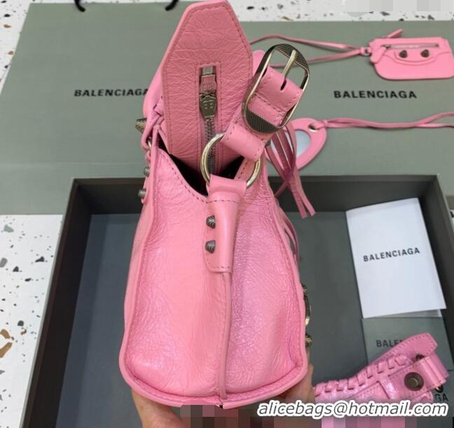 Pretty Style Balenciaga Neo Cagole XS Lambskin Top Handle Bag BA1570 Light Pink/Aged Silver 2022