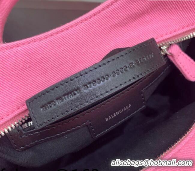 Top Design Balenciaga Neo Cagole XS Denim Top Handle Bag BA1570 Pink/Crystal 2022