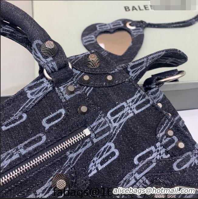 New Design Balenciaga Neo Cagole XS Top Handle Bag in BB Monogram BA1571 Denim Blue 2022