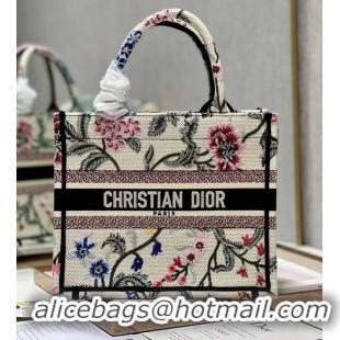 Grade Quality SMALL DIOR BOOK TOTE Natural Multicolor Raffia Embroidered with Dior Petites Fleurs M1265ZC