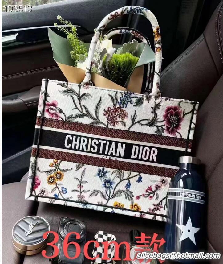 Grade Quality SMALL DIOR BOOK TOTE Natural Multicolor Raffia Embroidered with Dior Petites Fleurs M1265ZC