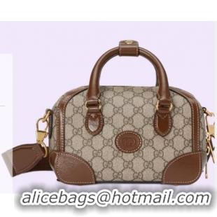 Low Cost Gucci Small duffle bag with Interlocking G 723307 brown