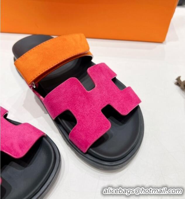 Best Price Hermes Chypre Sandals in Suede Orange/Rosy 0217055