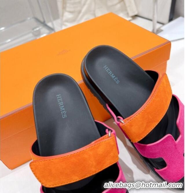 Best Price Hermes Chypre Sandals in Suede Orange/Rosy 0217055