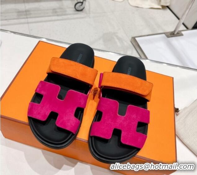 Best Price Hermes Chypre Sandals in Suede Orange/Rosy 0217055