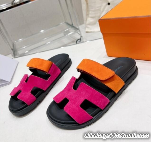 Best Price Hermes Chypre Sandals in Suede Orange/Rosy 0217055