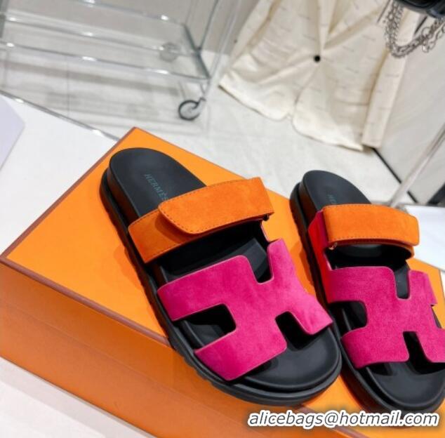 Best Price Hermes Chypre Sandals in Suede Orange/Rosy 0217055