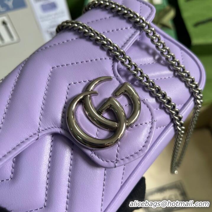 Famous Brand Gucci GG Marmont matelasse super mini bag 476433 Lilac