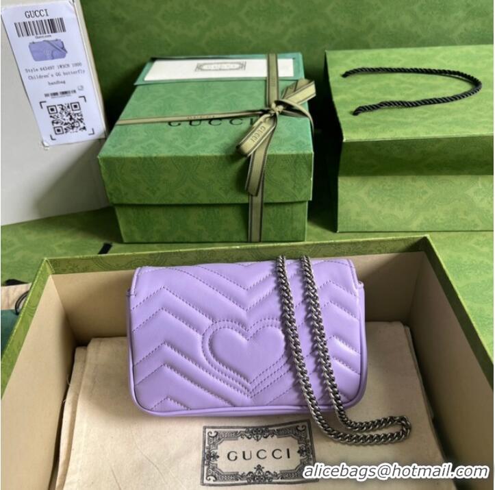 Famous Brand Gucci GG Marmont matelasse super mini bag 476433 Lilac