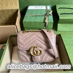 Inexpensive Gucci GG Marmont mini shoulder bag 739682 light pink