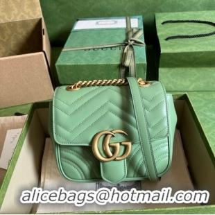 Pretty Style Gucci GG Marmont mini shoulder bag 739682 Sage green