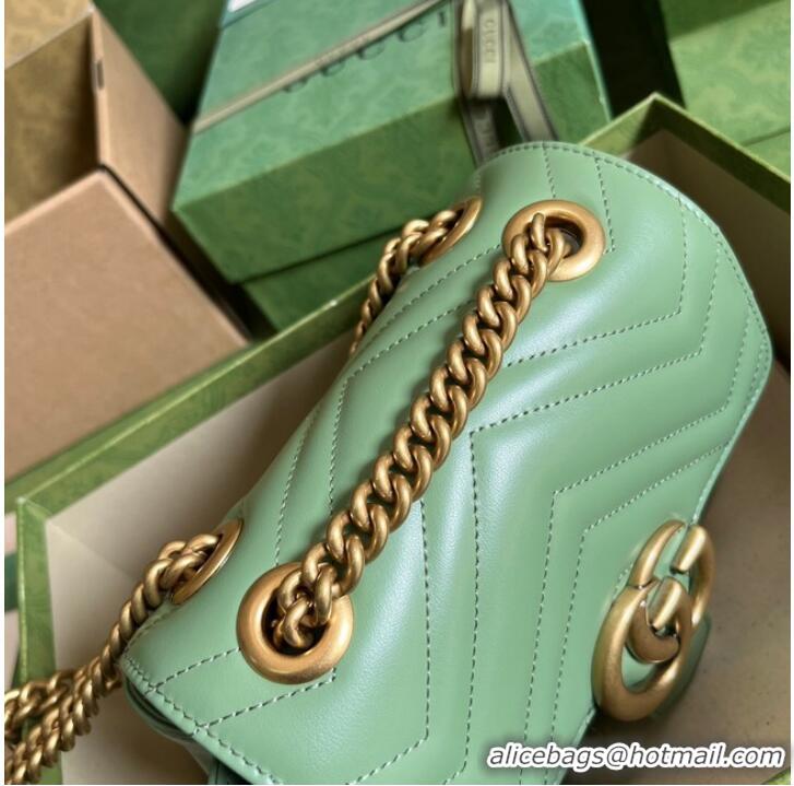 Pretty Style Gucci GG Marmont mini shoulder bag 739682 Sage green