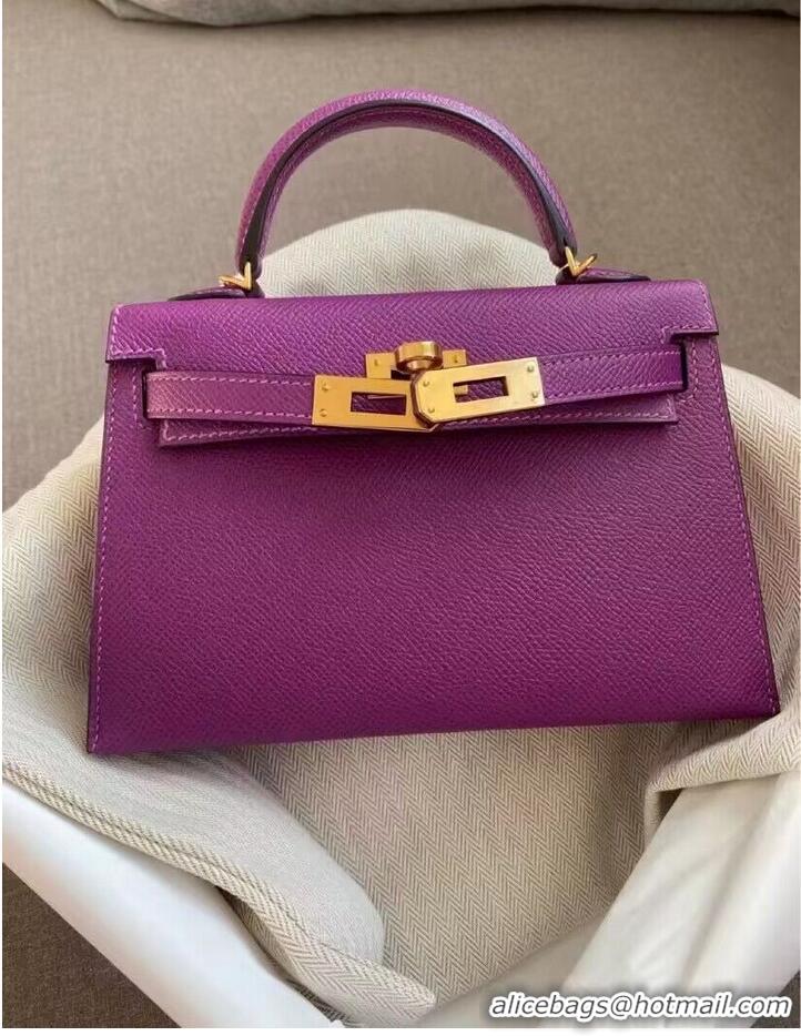 Well Crafted Hermes Original Epsom Leather KEL2278 Purple&gold-Tone