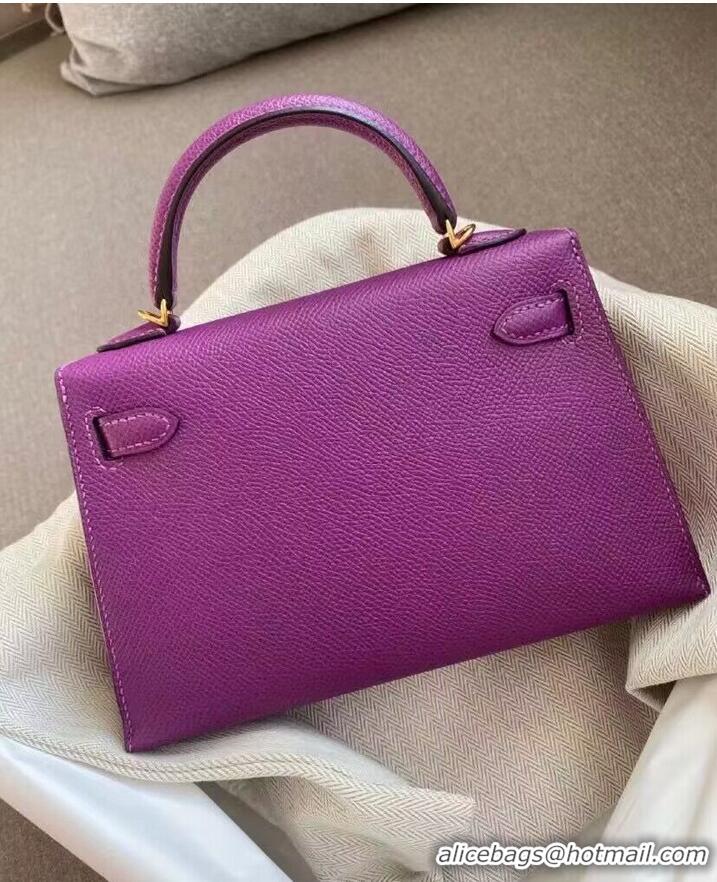 Well Crafted Hermes Original Epsom Leather KEL2278 Purple&gold-Tone