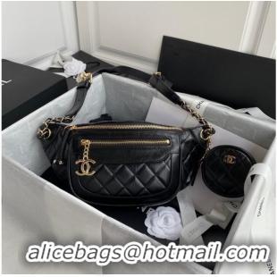 Top Quality Chanel Bodypack Sheepskin Leather AS1077 black