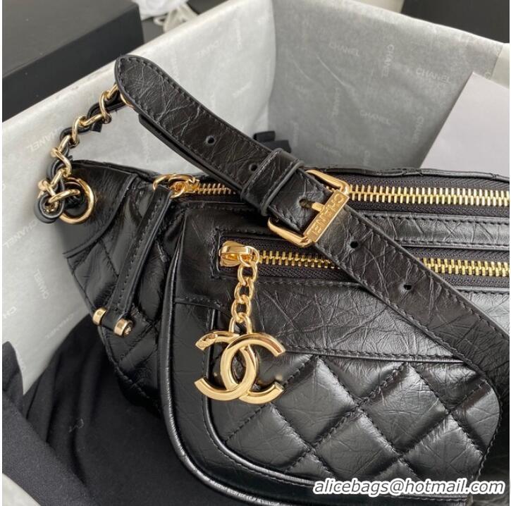 Top Quality Chanel Bodypack Sheepskin Leather AS1077 black