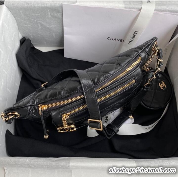 Top Quality Chanel Bodypack Sheepskin Leather AS1077 black