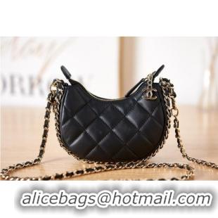 AAAAA Discount Chanel mini Lambskin & Gold-Tone Metal AS3232 black