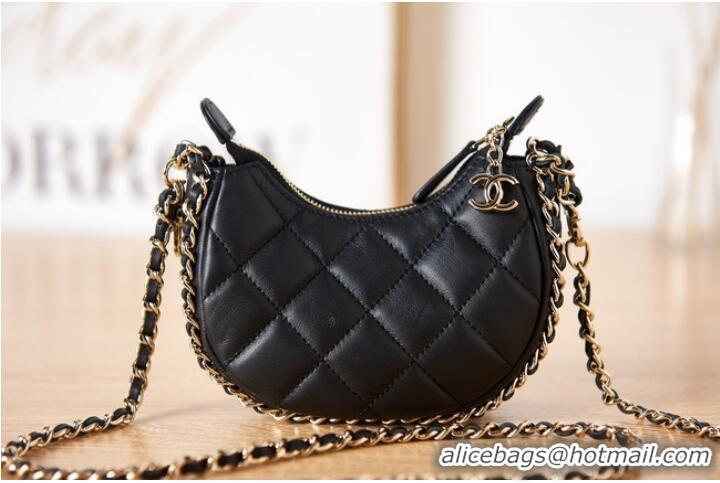 AAAAA Discount Chanel mini Lambskin & Gold-Tone Metal AS3232 black