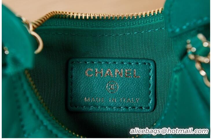 Free Shipping Chanel mini Lambskin & Gold-Tone Metal AS3232 green