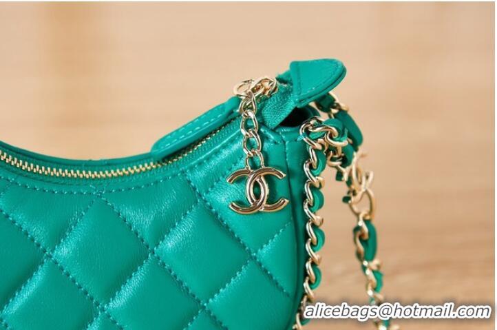 Free Shipping Chanel mini Lambskin & Gold-Tone Metal AS3232 green