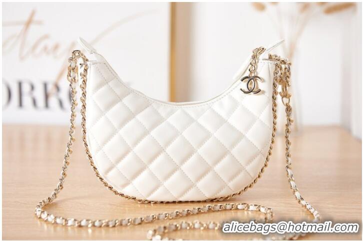 Traditional Discount Chanel small Lambskin & Gold-Tone Metal AS3917 white