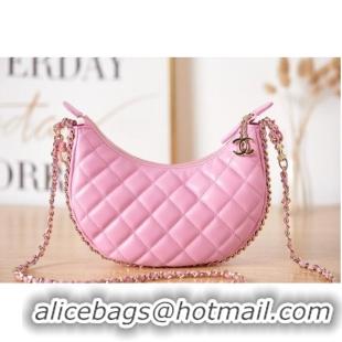 Stylish Promotional Chanel small Lambskin & Gold-Tone Metal AS3917 pink