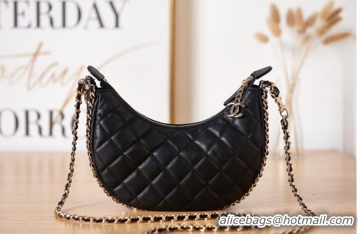 Good Product Chanel small Lambskin & Gold-Tone Metal AS3917 black