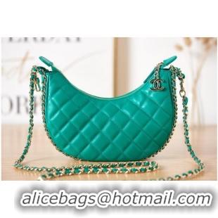 Popular Style Chanel small Lambskin & Gold-Tone Metal AS3917 green