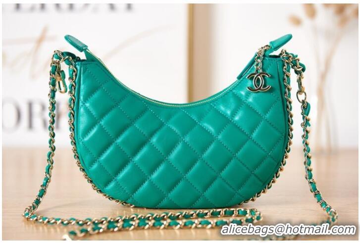 Popular Style Chanel small Lambskin & Gold-Tone Metal AS3917 green