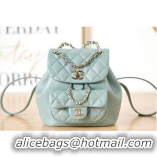 Low Cost Chanel Backpack Sheepskin Original Leather AS2908 light blue