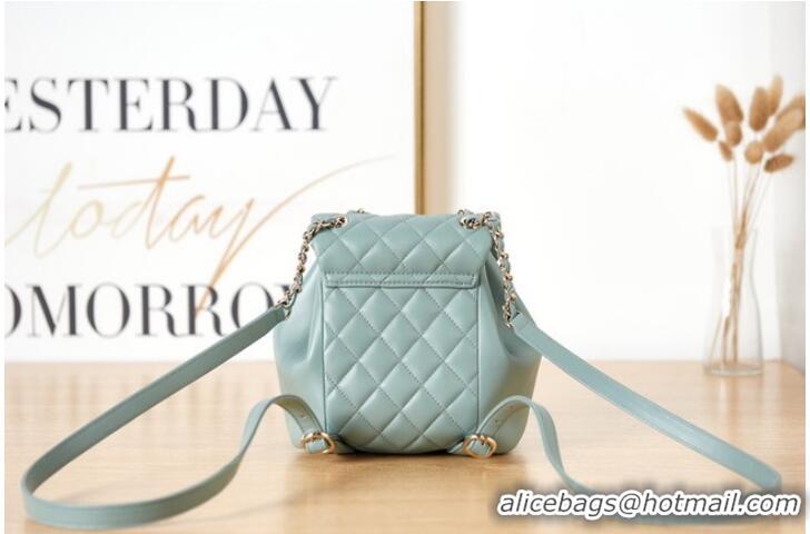 Low Cost Chanel Backpack Sheepskin Original Leather AS2908 light blue