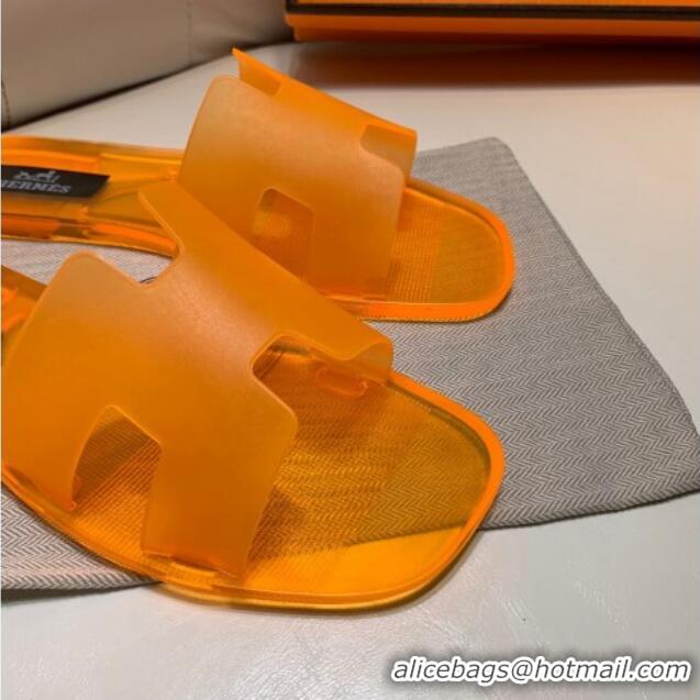 Perfect Hermes PVC Classic Flat Slide Sandals Orange 3022104