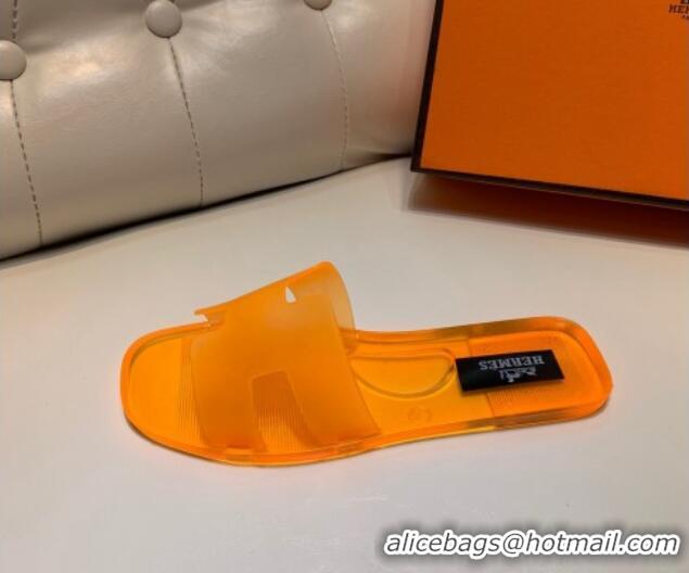 Perfect Hermes PVC Classic Flat Slide Sandals Orange 3022104