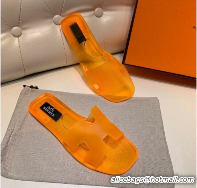 Perfect Hermes PVC Classic Flat Slide Sandals Orange 3022104