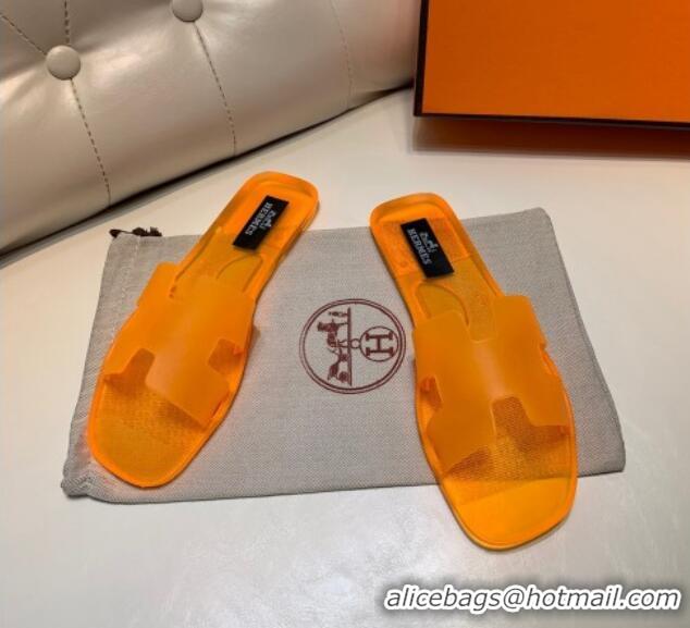 Perfect Hermes PVC Classic Flat Slide Sandals Orange 3022104