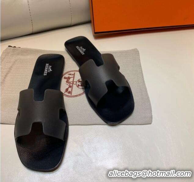 Sophisticated Hermes PVC Classic Flat Slide Sandals Black 022103